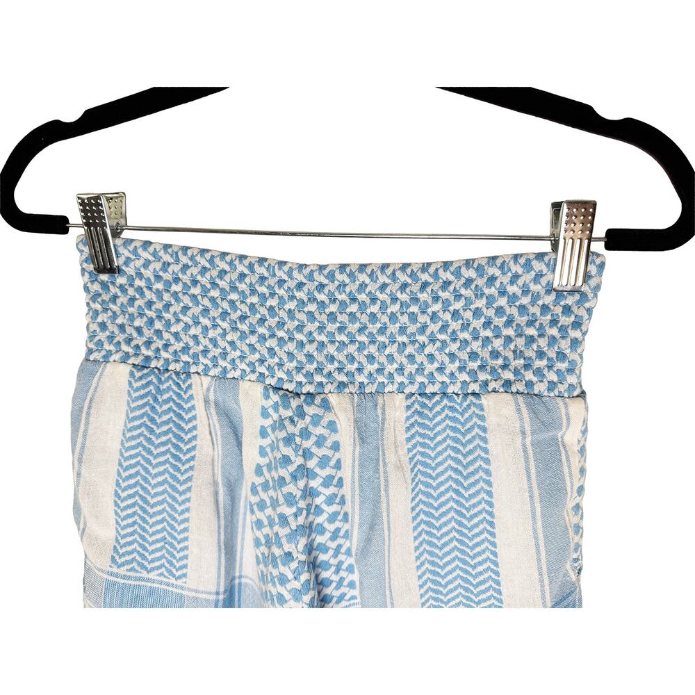 Cecilie Copenhagen Women's Teresa Cotton Shorts Resort Smocked Waist Blue White - Picture 7 of 11